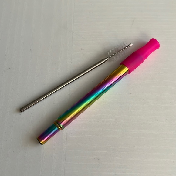 Mermaid Straw Telescopic Straw with 8mm Silicone Tip and Cleaning Brush - Picture 2 of 4